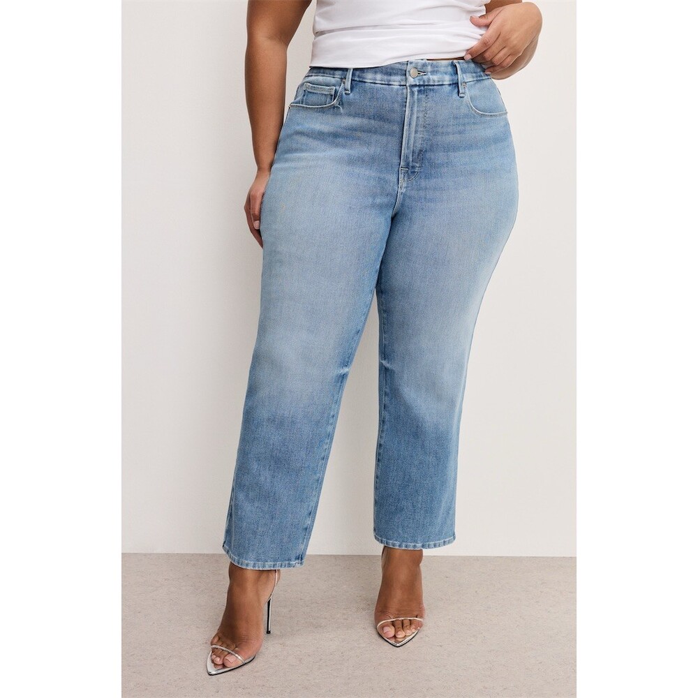 Good American Good Legs Straight Jeans Womens 26 Plus Medium Wash Mid-Rise Blue